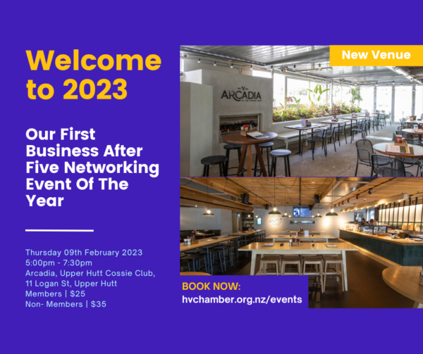 Business After Five Networking Event at the Upper Hutt Cossie Clubs' latest new eatery - Arcadia | 09 February 2023